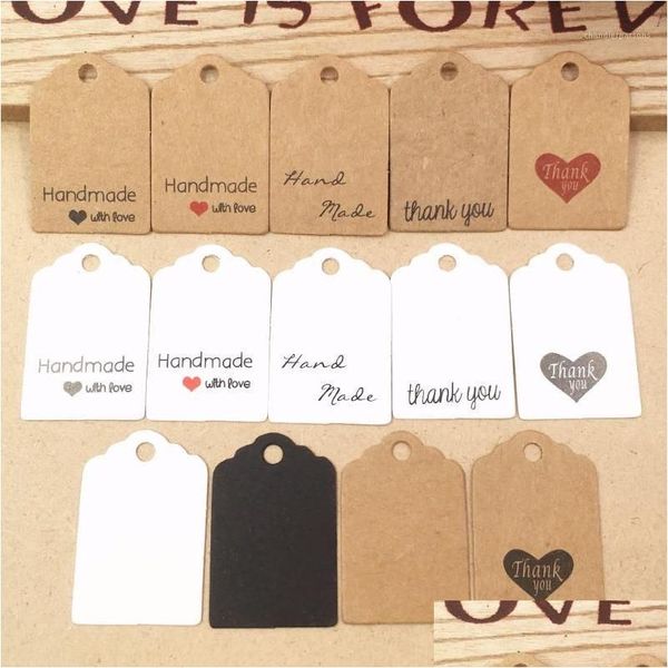 Diğer 200pcs Kraft Paper Güzel Hediye Etiketleri DIY El Yapımı Fiyat Etiketleri/Pişirme Çantaları Çiçek/Kozmetik/Takı/Şişe için Etiketler/Şişe/İçecek DHDVS