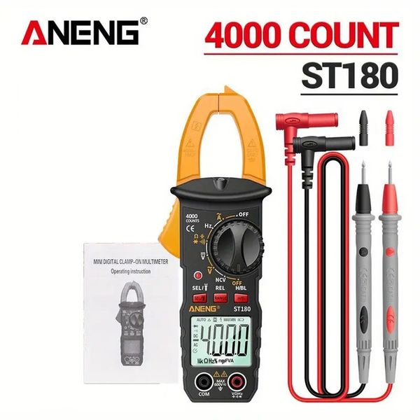 ST180 4000 zählt digitaler Klemmmesser Wechselstromstrom Multimeter Amperemeterspannungstester Car Amp Hz Kapazität NCV Ohm Tool