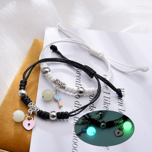 Braccialetti luminosi in filo per regalo di amicizia per ragazze Moda coreana Anello per mano d'amore Gioielli per coppie di uomini e donne