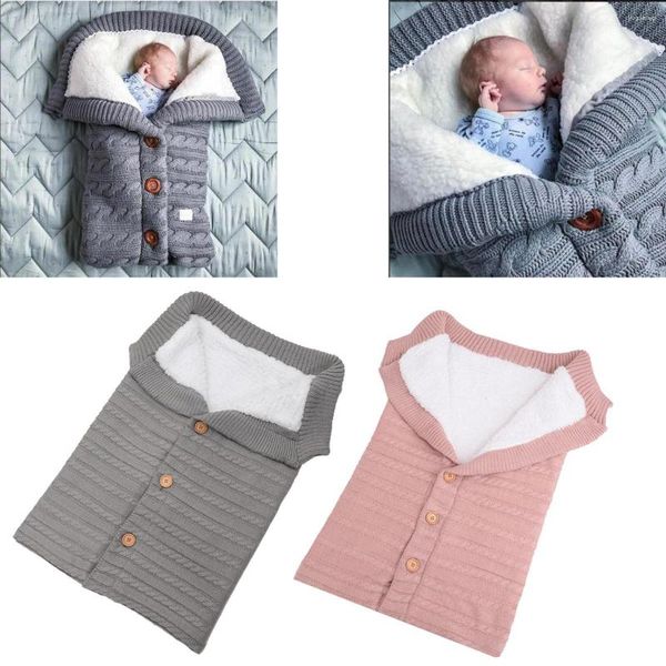 Seesäcke Knopf Schlafsack Baby Outdoor Kinderwagen Wolle gestrickt Plus Samt verdickt warm Webprozess Exquisit