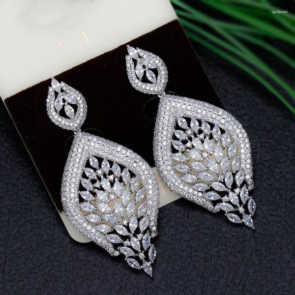 Orecchini pendenti TIRIM Orecchino di lusso per le donne Cubic Zirconia Drop Earing Estetico Africano Nigeriano Gioielli da sposa Regali per feste