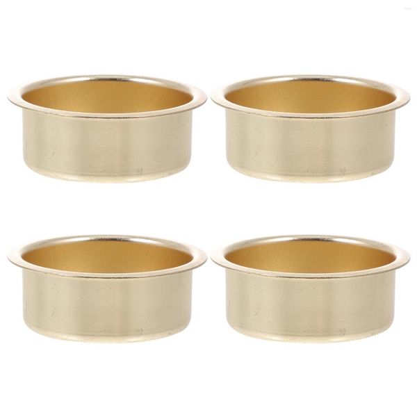 Titulares de vela 4 pcs recipientes de viagem copo de metal simples mini chá luz cupssticks festa copos dourados pequeno feriado ferro