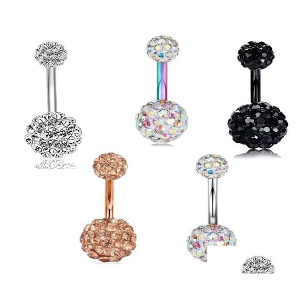 Göbek Çan Düğmesi Yüzükler 14G Kadın Paslanmaz Çelik CZ Seksi Belly Bar Barbell Piercing Ring Tragus Vücut Takı 50pcs7412914 DROP DEL OTADB