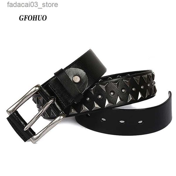 Gürtel Echtes Leder Schwere Metall Niet Punk Gürtel Für Männer Rock Stud Cowboy Gürtel Männer Ceinture Homme Taille Gürtel Cinturon mujer Q230914