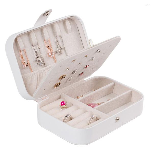 Bolsas de jóias portátil caixão organizador caso de exibição botão de viagem armazenamento de couro brincos caixa de anel