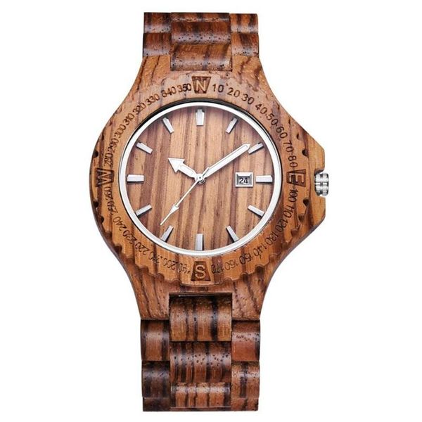 - Relógios de mostrador grande para homens, relógio de mão de bambu, relógio de designer fino, retrô, simples, quartzo de madeira, relógio de pulso barato256e