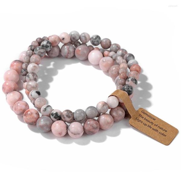 Strand 4/6/8MM Set bracciale elasticizzato Rosa Zebra Avventurina Turchese Lava Occhio di tigre Quarzi Opale Agate Gioielli per donna Uomo