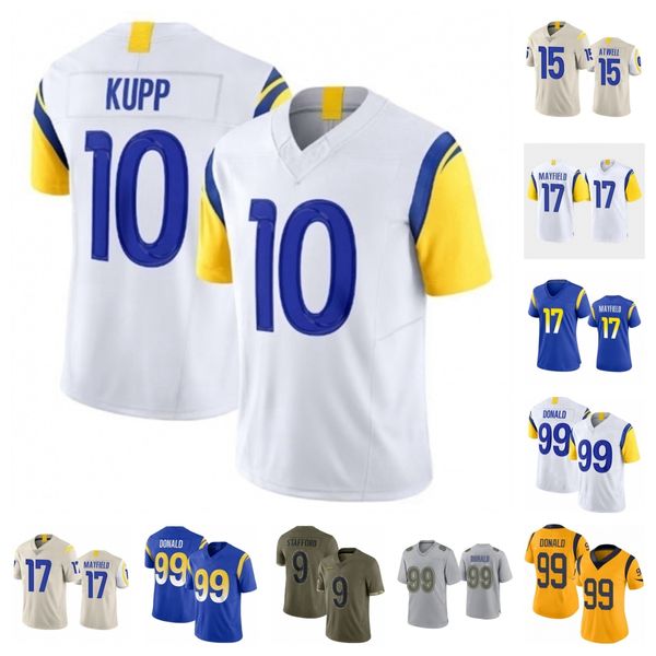 9 Matthew Stafford 10 Cooper Kupp 13 Maglia da calcio Stetson Bennett Personalizza 28 Marshall Faulk 29 Eric Dickerson 99 Aaron Donald 17