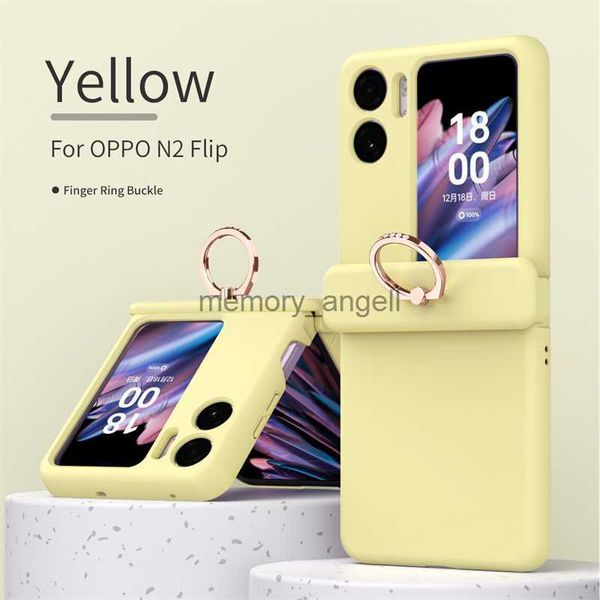 Custodie per cellulari Cerniera magnetica Makaron Custodia pieghevole per cellulare per OPPO Find N2 Flip Finger Ring Fibbia Design Shell HKD230914