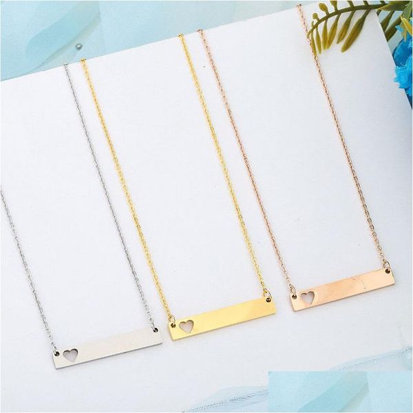 Anhänger Halsketten Liebe Herz Halskette Mode Gold Solide Blank Bar Edelstahl Für Käufer Eigene Gravur Schmuck DIY Drop Lieferung P Dhogc