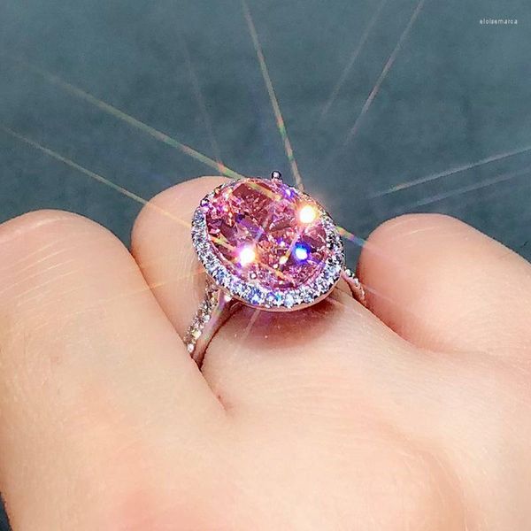 Кольца кластера с микроинкрустацией в форме яйца, цветной бриллиант, порошок циркона, роскошное темпераментное большое обручальное кольцо, женское