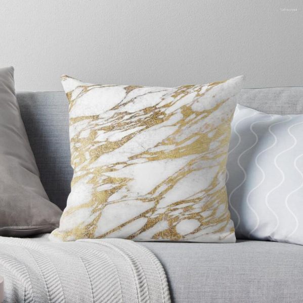 Copridivano per divano, elegante e chic, in marmo bianco e oro, con motivo in marmo, per soggiorno