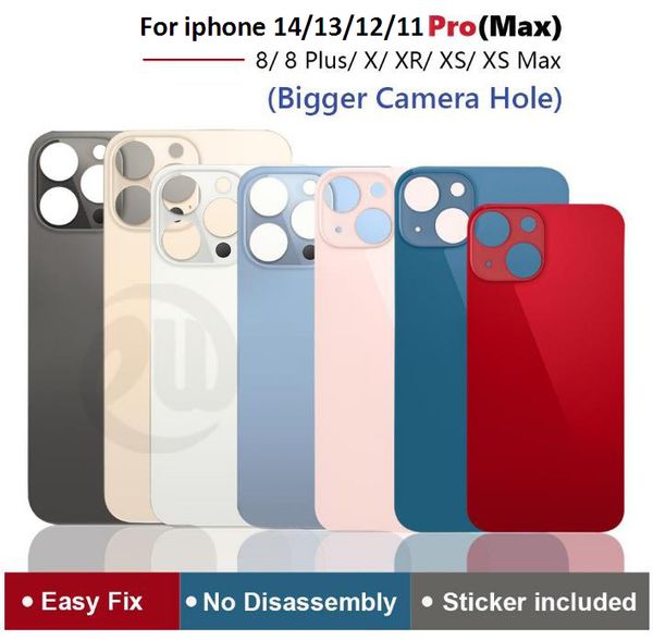 Designer Phonecase Capas de telefone de luxo com caixa roxa rosa OEM Big Hole Back Glass Caixas para iPhone 8 8Plus X XR XS 11 12 13 14 Pro Max Bateria Tampa Traseira Habitação com