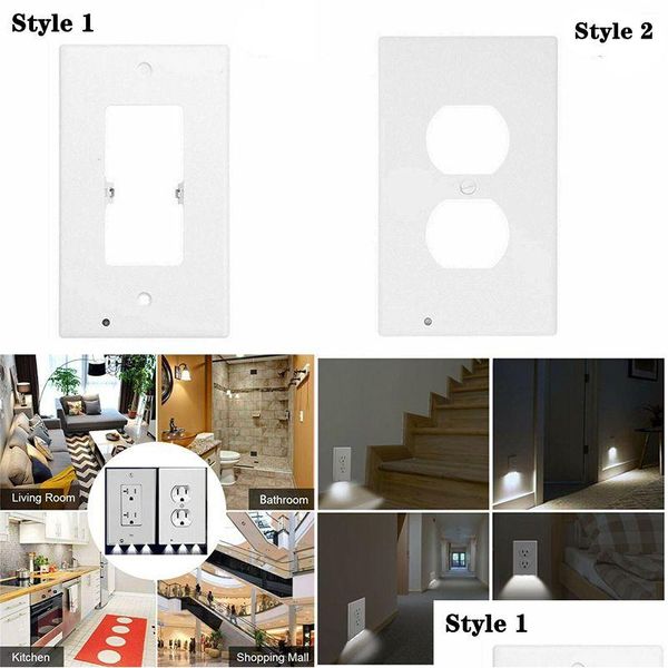 Sensore Luci Spina Er Pir Lampada di sicurezza di movimento Presa elettrica Piastra a muro con luce notturna a LED per corridoio Camera da letto Bagno Corridoio Balc Dhj3C