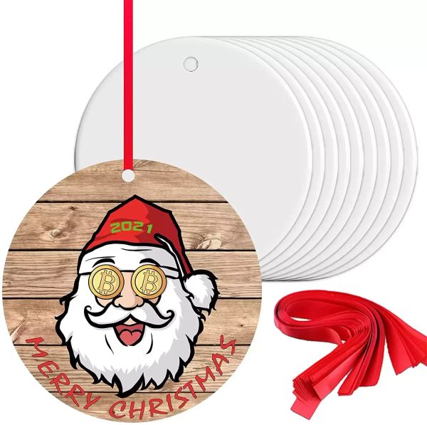 Noel süblimasyon karo süsü kolye asılı dekorasyon 3 inç yuvarlak kaplama DIY sevenler için Noel dekorasyonu 914