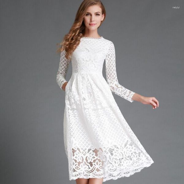 Vestidos casuais 2023 chique e elegante vestido de renda para mulheres senhoras oriental casamento convidado feminino escritório senhora estilo roupa mulher roupas