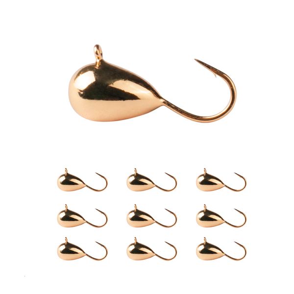 Ganchos de pesca Elite TG 10pcs ouro cobre tungstênio gelo lágrima gabarito 27mm50mm gancho poleiro bluegill panfish inverno 230912