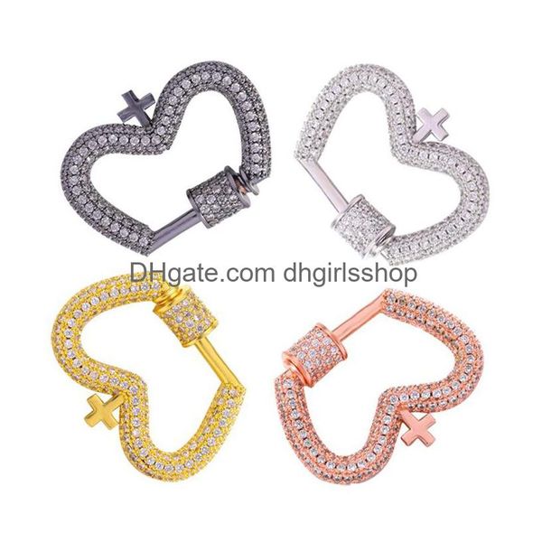 Fechos Ganchos Riversr Cz Micro Pave Parafuso Branco Rosa Amarelo Arma Preto Cruz Meio Pêssego Cobre Zircão Pingente Conectores DIY Jóias Fin Dhz4U