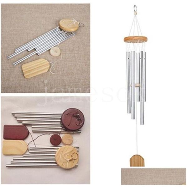 Novidade Itens Sinos de Vento Antigo Madeira Sólida Metal Alumínio 6 Tubo Windchime Pingente Capela Bells Home Ornament Aeolian Dd005 Drop D Dhs5F