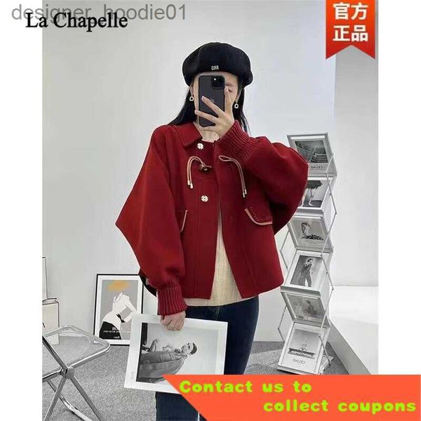 Cappotto da donna La ChebelLA Cappotto di lana Capispalla Autunno da donna Manica a pipistrello di lana Piccolo soprabito di lana Mantella corta GDBW L230914