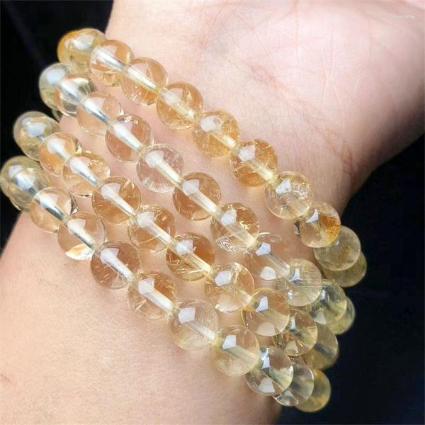 Bracciale rigido con citrino al limone naturale, fatto a mano, con cristalli di quarzo giallo, gioielli elasticizzati, regalo di compleanno per bambini 1 pz