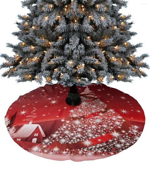 Decorações de natal árvore estrelas saia vermelha natal para casa suprimentos saias redondas base capa