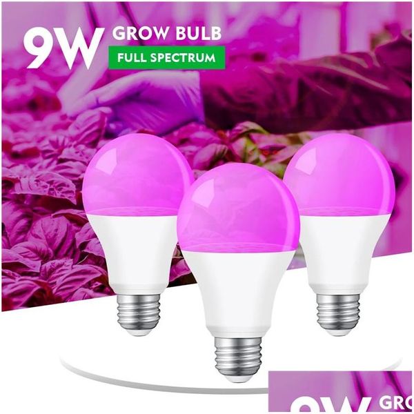 Grow Lights E27 Luce per la crescita delle piante Led Bb Fl Spectrum 18 LED 9W Piante Fiore Piantina Idroponica Veg Fiori Crescita Tenda Drop Deliv Dhl0W