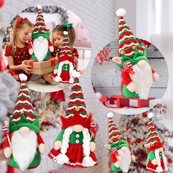 Decorações de natal casal elfo figura exibição papai noel boneca sem rosto festa festiva ornamentos de natal presentes de natal