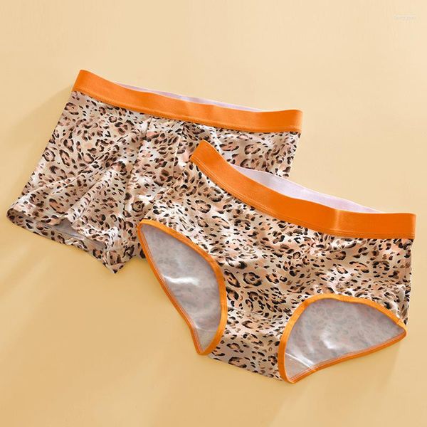 Unterhosen Sexy Männer Frauen Leopard Gedruckt Paare Unterwäsche Liebhaber Reine Baumwolle Boxer Shorts Mode Männliche Höschen