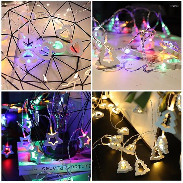 Saiten Langlebige langlebige Holzlampe Festliche LED-Liebespendelleuchten für Weihnachten Valentinstag Dekor Warm Glow String