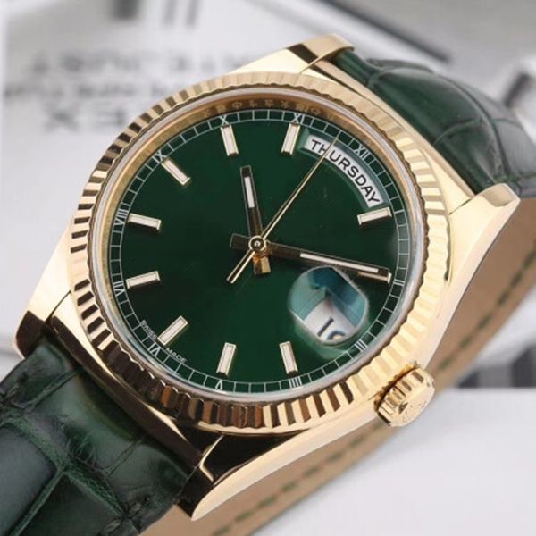 orologio da uomo Vetro zaffiro Chiusura scorrevole 36MM ceramica meccanica automatica orologi rotondi cinturino in pelle orologi da polso impermeabili da uomo