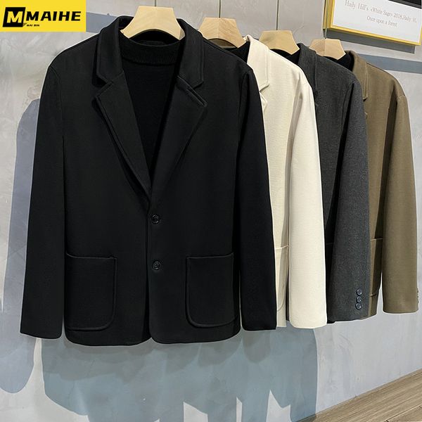 Jaquetas masculinas inverno chegada curta jaqueta de lã tendência coreana engrossado quente casaco masculino grandes meninos roupas elegante terno 230912