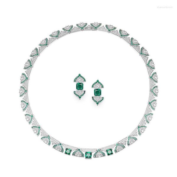 Комплект серег-ожерелья 2023, высококачественная садовая серия, зеленый цвет, в наличии, идеально подходит для женских свадебных украшений, подарков на помолвку