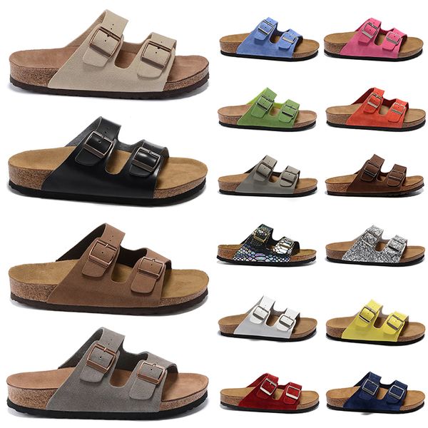 Dhgates Birkens Estoques Chinelos Boston Clogs Sandália Designer Sandálias Flip Flops Mens Mulheres Mocassins Preto Branco Couro Fivela Plataforma Falts Slides