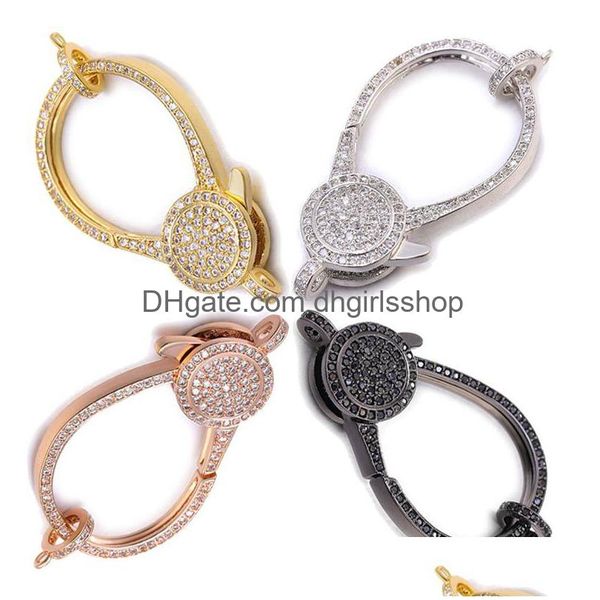 Chiusure Ganci Riversr Cz Micro Pave Chiusura a moschettone Accessori Bianco Rosa Pistola gialla Rame nero Collana con pendente in zircone Bracciale Conne Dh7Zy