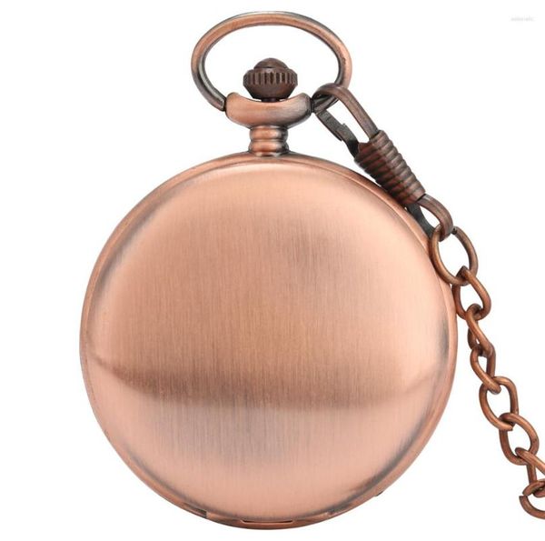 Relógios de bolso quartzo fob relógio suave rosa cobre retro moderno elegante pingente vintage com corrente homens mulheres presentes de aniversário relógio