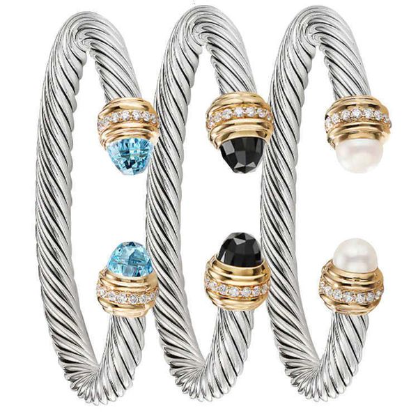 Designer DY Pulseira Luxo Top Nova Moda Pulseira de Aço Inoxidável Haoshi Titanium Steel Wire Twist Rope 7MM Pulseira Aberta Dy Jóias Acessórios Jóias