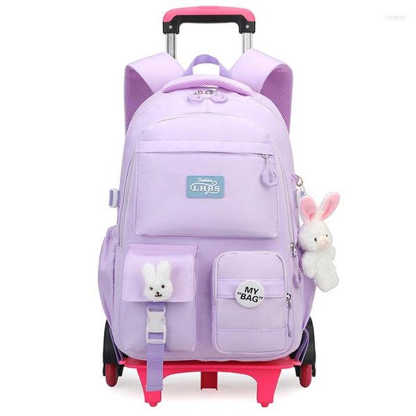 Borse per la scuola Trolley Women Backpack Rolling Mochilas Para Mujer Waterproof Ruckack per ragazze Schoobag con ruote Bolsa Femminina Bagpack