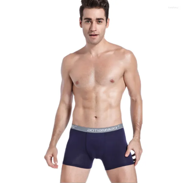 Unterhosen 3 stücke Männer Modal U Convex Unterwäsche Feste Mittlere Taille Flache Ecke Männliche Schweißabsorbierende Atmungsaktive Sexy Boxershorts