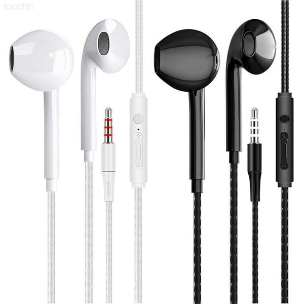 Fones de ouvido de telefone celular 3,5 mm Fones de ouvido com fio Bass Stereo Earbuds Gym Sports Headphones com microfone fone de ouvido estéreo para iPhone Samsung Huawei PC L230914