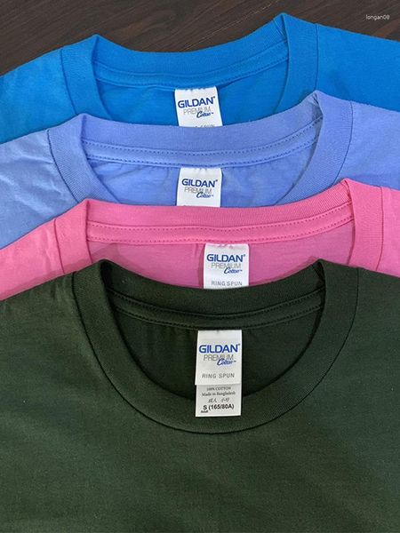 Homens camisetas Logotipo personalizado 210g de manga curta verão em torno do pescoço camiseta puro algodão casual slim-fit roupas de trabalho homens diy padrão