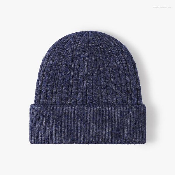 Berets Foliumpiniae Beanie Chapéu Elástico Solto Malha De Lã Quente E Grosso Dobrável Inverno Roll-up Edge