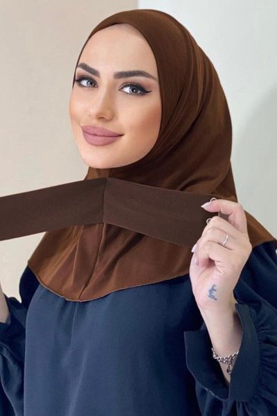 Roupas étnicas pronto para usar snap prendedor instantâneo hijab para mulheres muçulmanas cobertura completa cabeça envoltórios cachecol islam turbante bonés turbante mujer