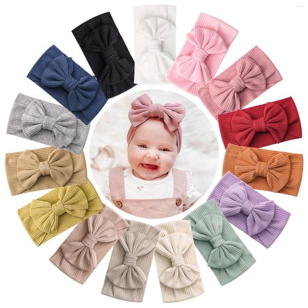 Haarschmuck Candy Color Knit Baby Stirnbänder Rib Bow Elastic Soft Born für Mädchen Kinder Turban Säugling Kinder