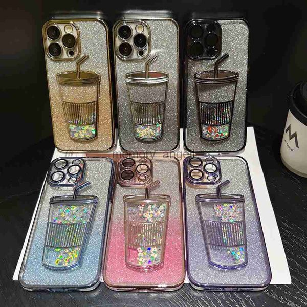 Shell designer de telefone caso de luxo quadrado brilhante Mobile Shell para IP Luxurys Moda Protetora Shell Brilhante Glitter Quicksand Design Case Capa HKD230914