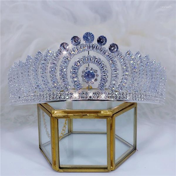 Haarspangen Hochzeit Zirkon Krone Schmuck Vintage ethnische Braut Tiaras Luxus Strass und Kronen Festzug Couronne De Mariage