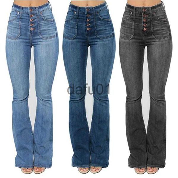 Jeans da donna a vita alta Jeans con taglio a stivale da donna Moda skinny denim Casual slim pantaloni a zampa larga Taglie forti XS-4XL x0914