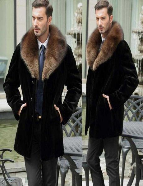 Erkekler kürk sahte kürk fallblack sıcak gündelik kısa süreli vizon tavşan kürk ceket erkek deri ceket erkekler katlar villus kış gevşek termal dış giyim kürk col2838673l230914