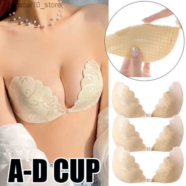 Cuscinetto per il seno Adesivi per il petto in silicone sexy Reggiseno push up Ricamo in pizzo Reggiseno autoadesivo Coprireggiseno invisibile Petali per il seno senza spalline sexy Q230914