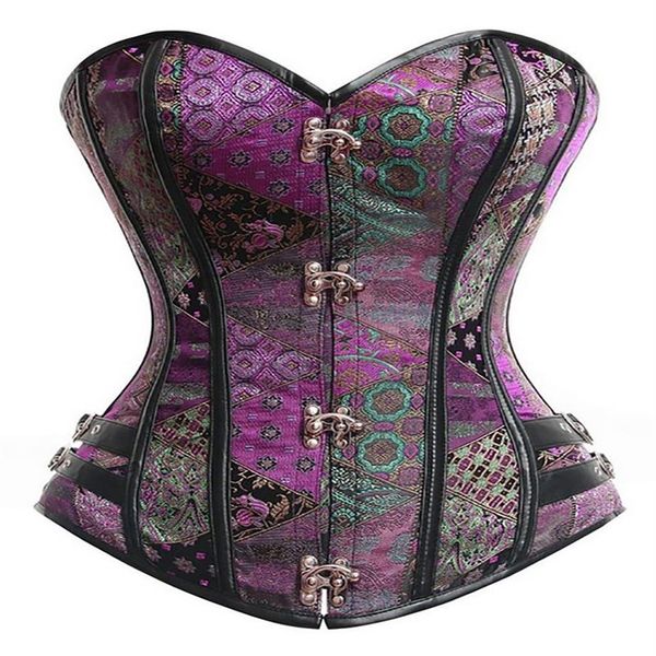 sexy Frauen Schwarzes Steampunk-Korsett Überbrust Gothic-Kleidung Korsett Body Shaper Mieder Corpete espartilho257y